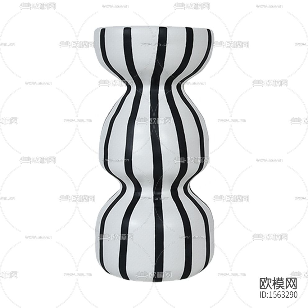 现代简约黑白色条纹陶瓷花瓶下载