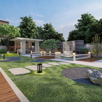  新中式庭院花园su模型 