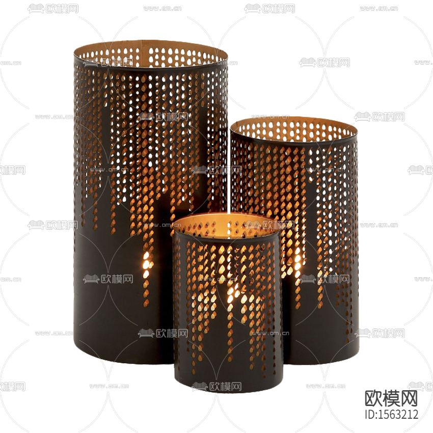 现代轻奢黄铜金边烛台下载