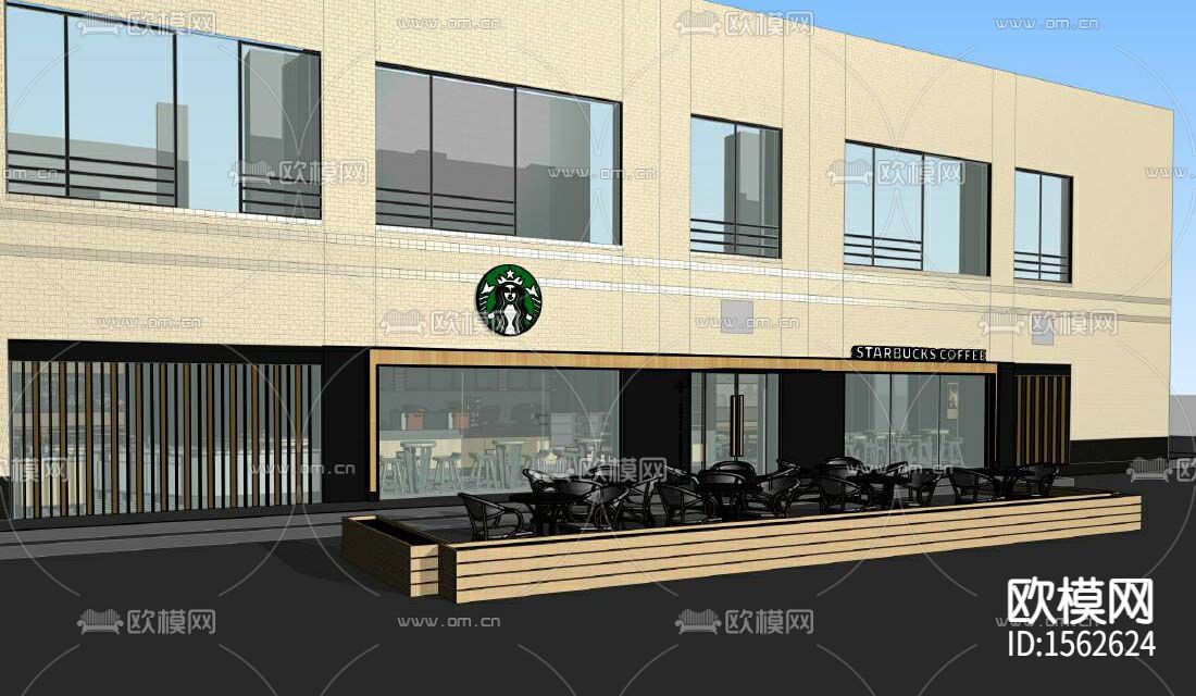 254㎡星巴克咖啡厅cad施工图下载（渲染图9）