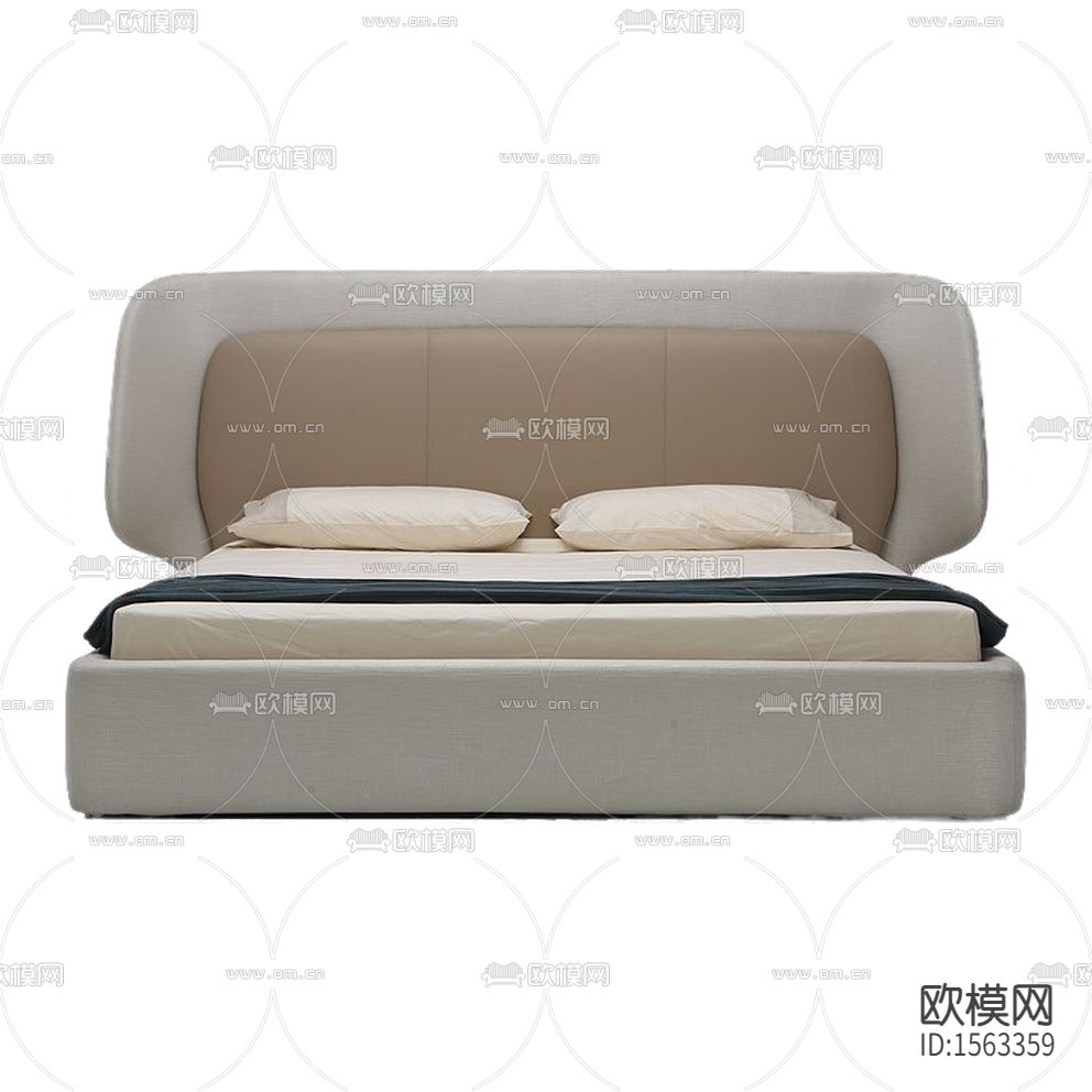 现代简约浅灰色皮革双人床下载