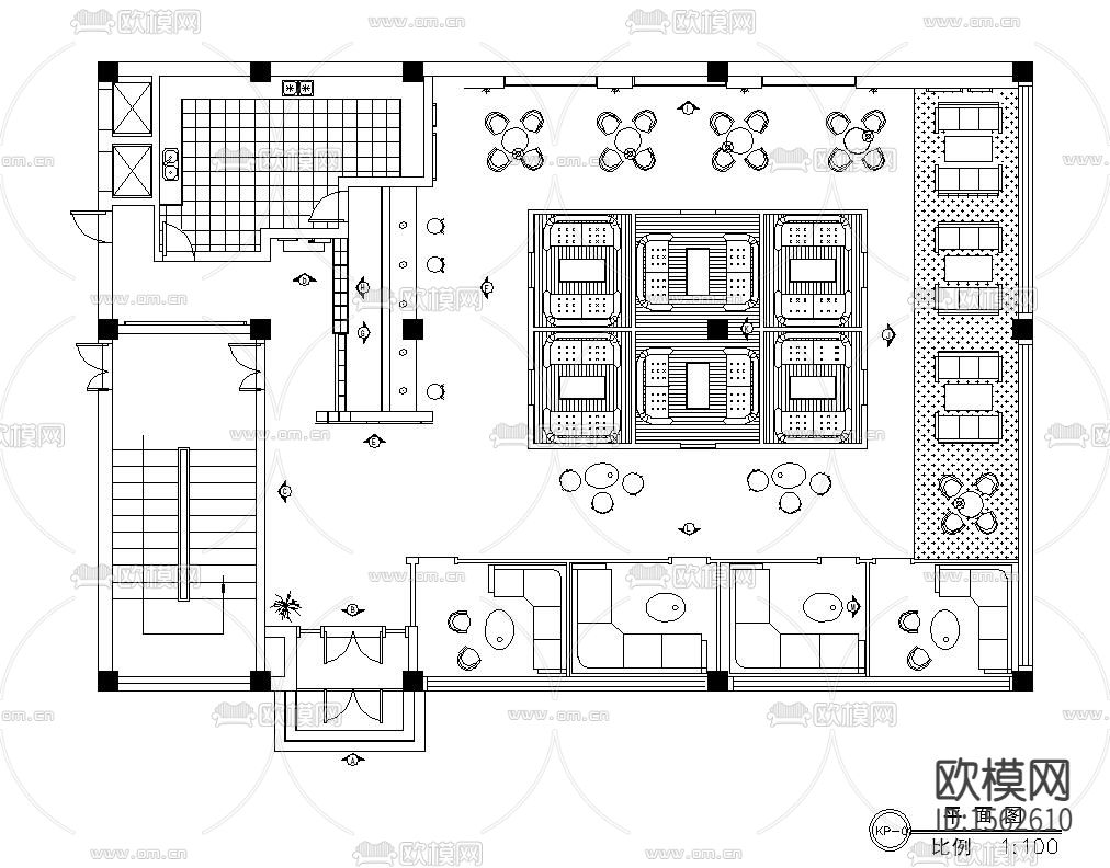 6套咖啡厅室内空间cad施工图下载（渲染图4）