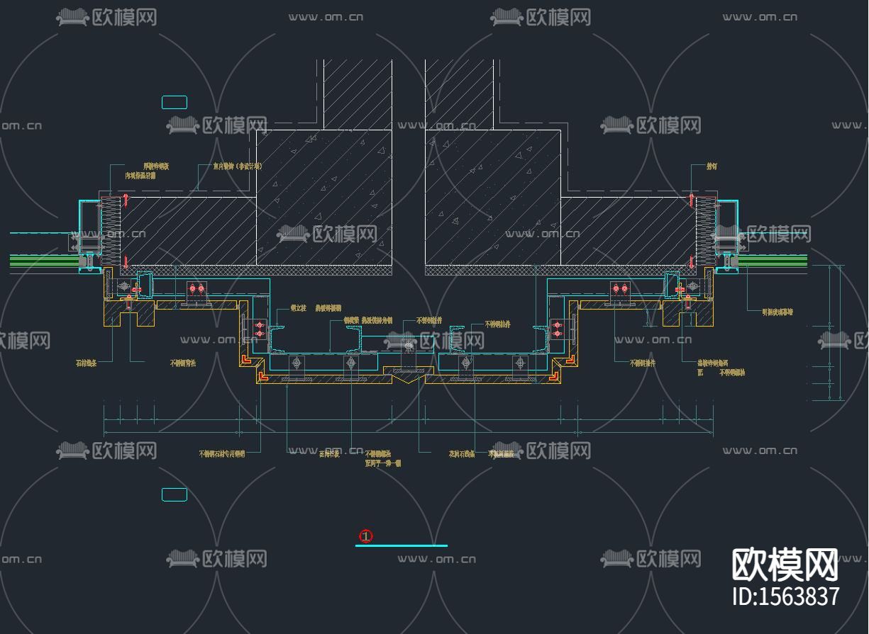 干挂湿贴大理石节点cad图库下载（渲染图5）