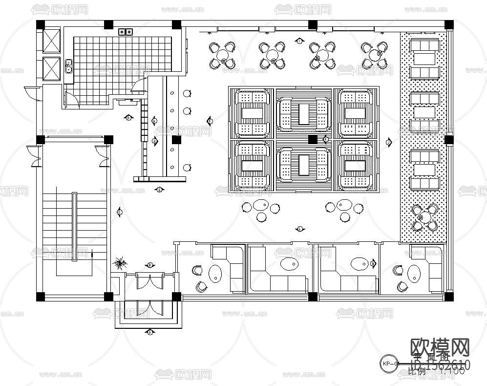 6套咖啡厅室内空间cad施工图下载（渲染图6）
