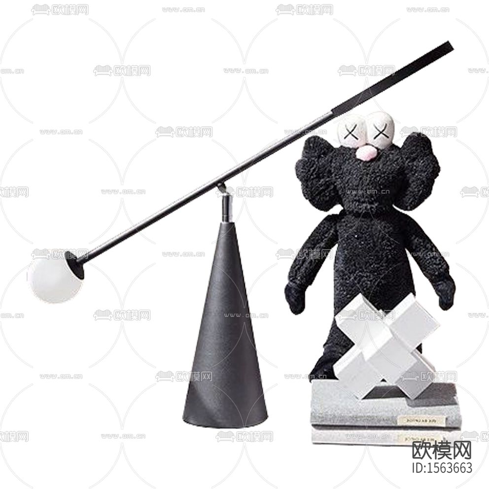 现代极简黑色不锈钢玻璃台灯下载