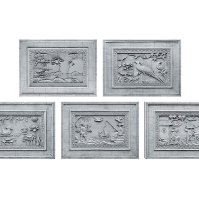  中式花鸟砖雕su模型 