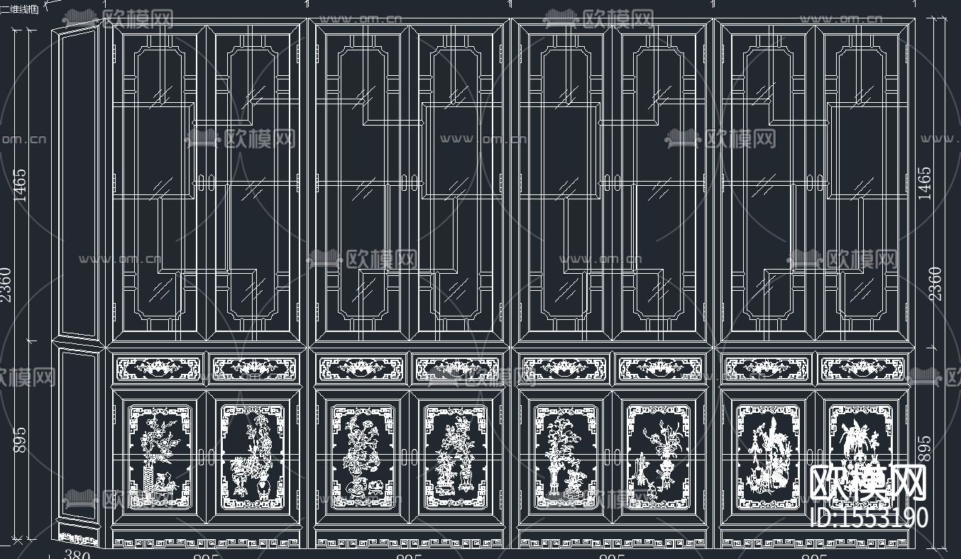 六福如意书柜节点大样下载（渲染图5）