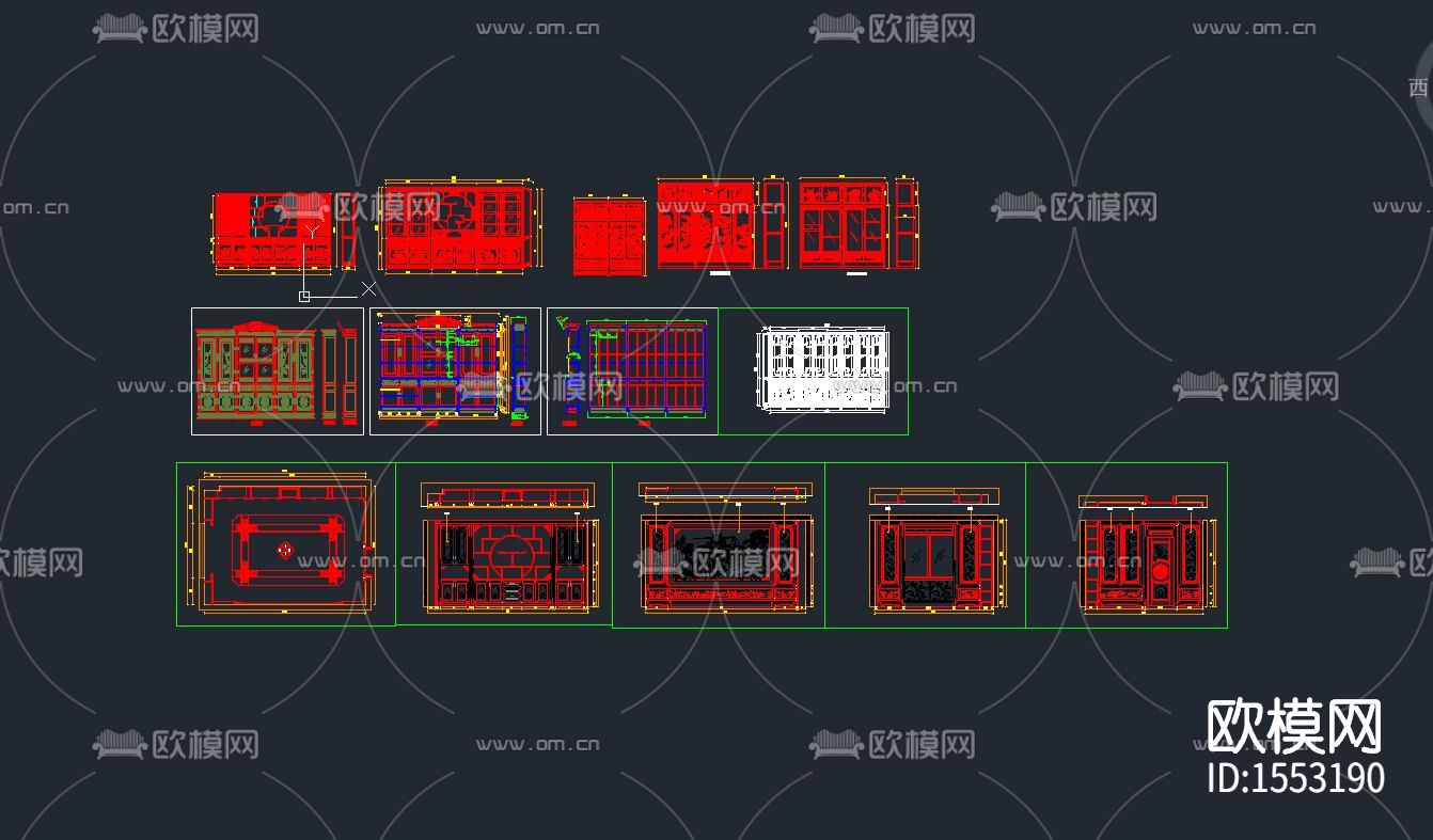 六福如意书柜节点大样下载（渲染图10）