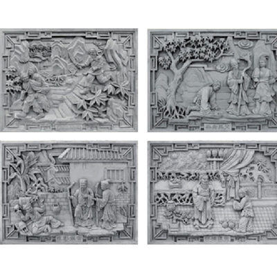  中式人物砖雕su模型 