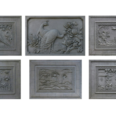  中式花鸟砖雕su模型 