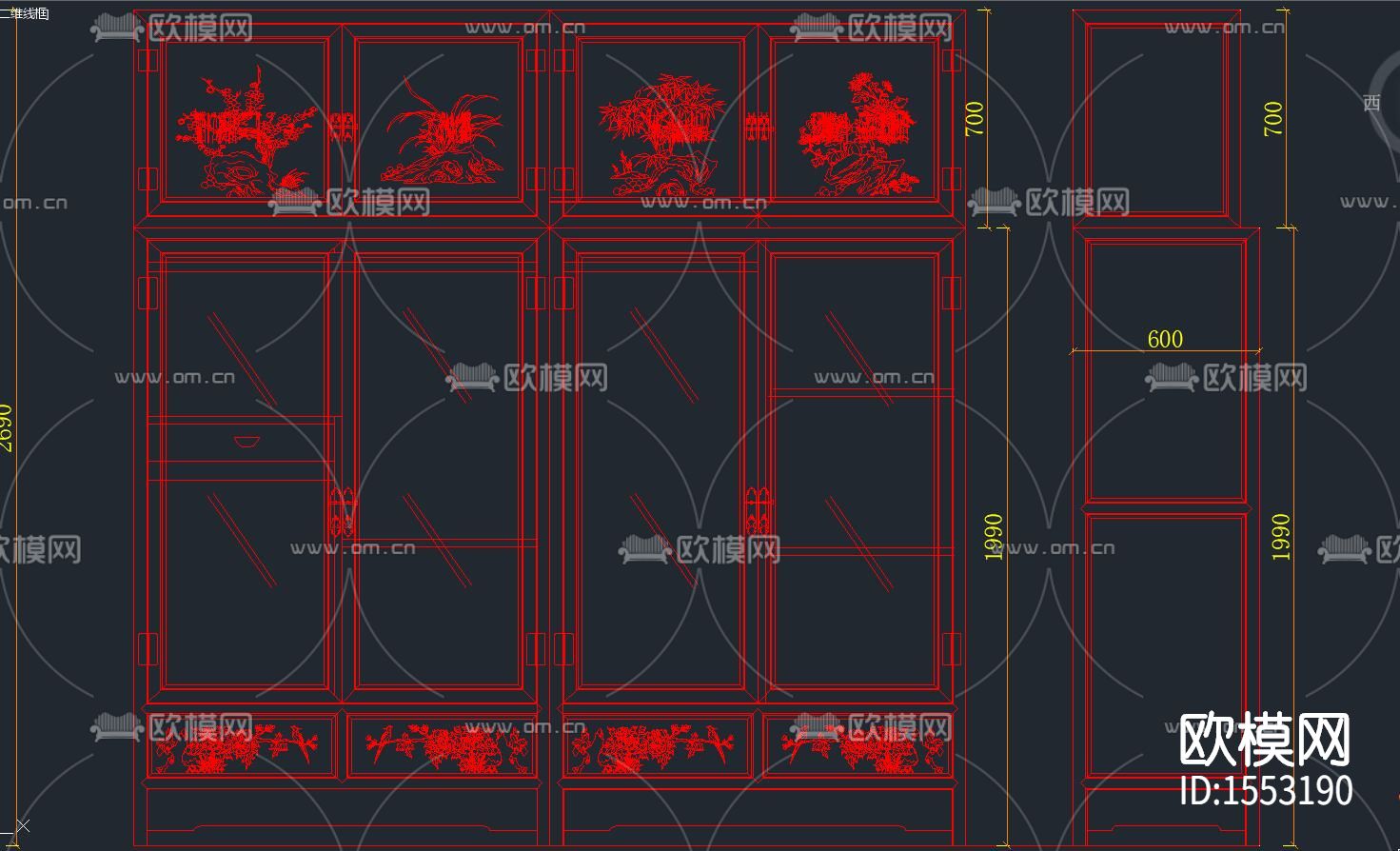 六福如意书柜节点大样下载（渲染图4）