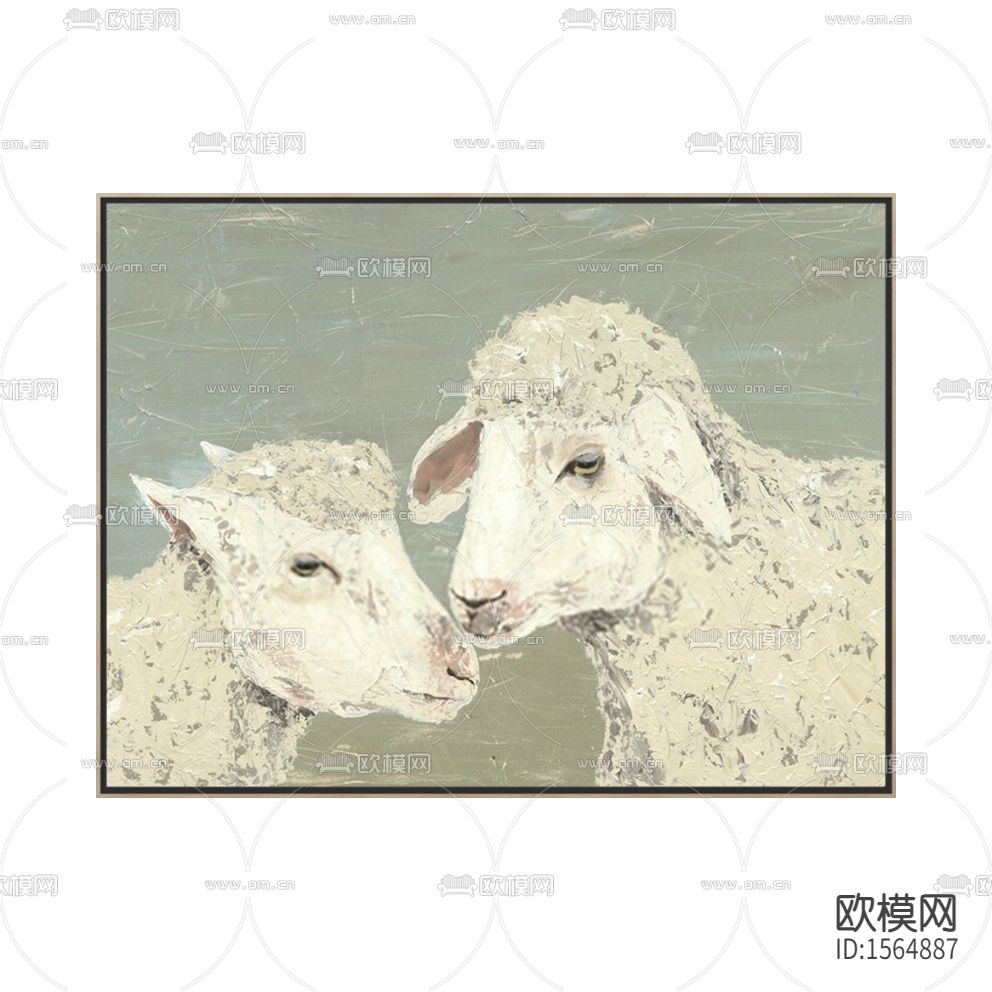 美式简约山羊色彩油画