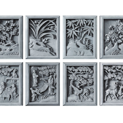  中式花鸟砖雕su模型 