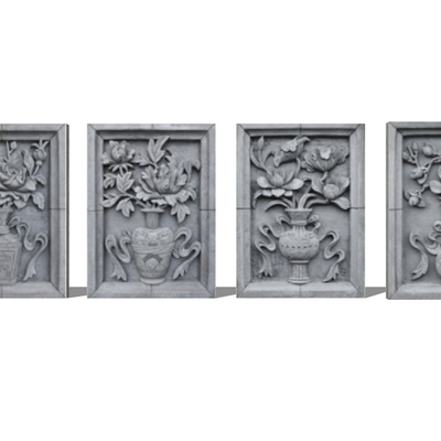  中式花瓶砖雕su模型 