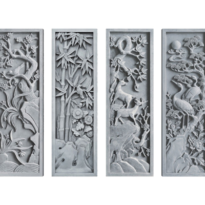  中式花鸟砖雕su模型 