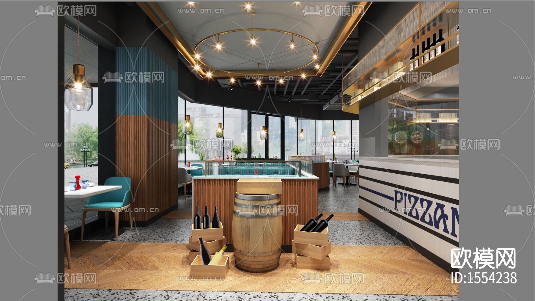 西餐厅cad施工图下载（渲染图4）