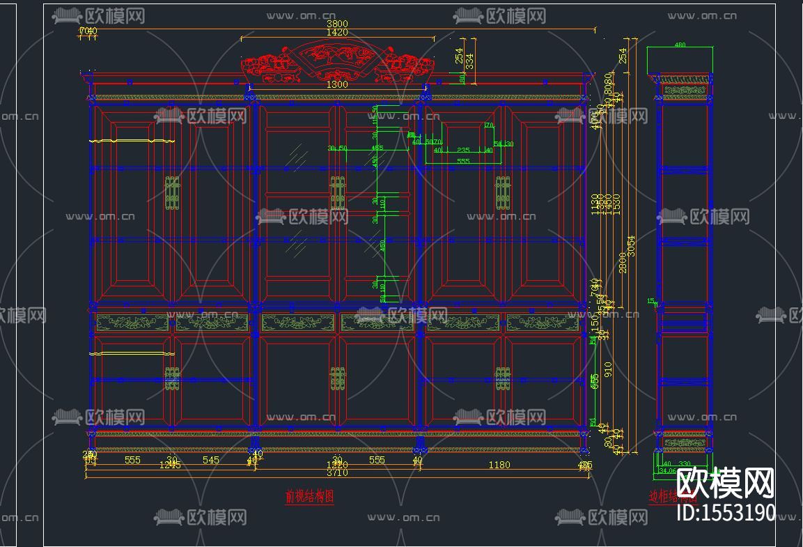 六福如意书柜节点大样下载（渲染图9）