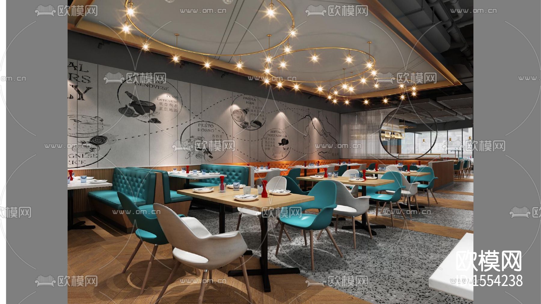 西餐厅cad施工图下载（渲染图5）