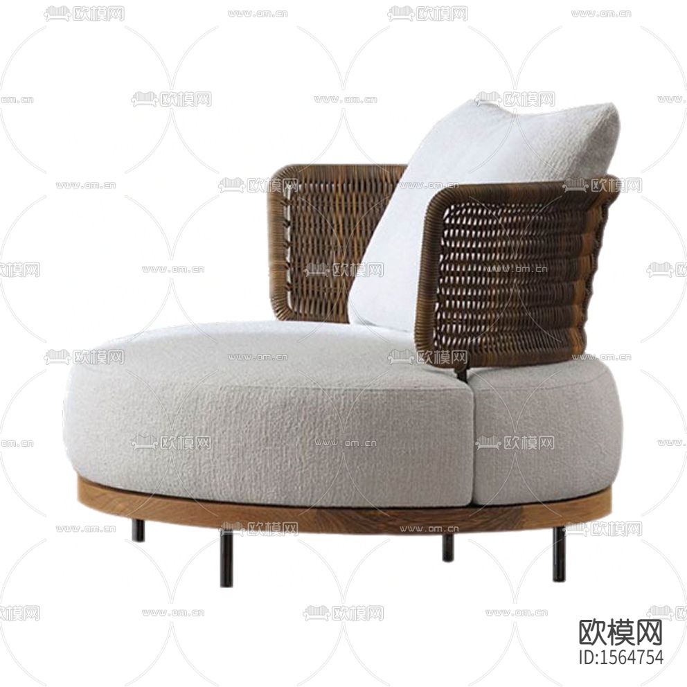 北欧简约藤编布艺实木户外沙发下载