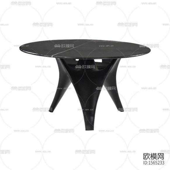 现代简约黑色大理石圆形餐桌下载
