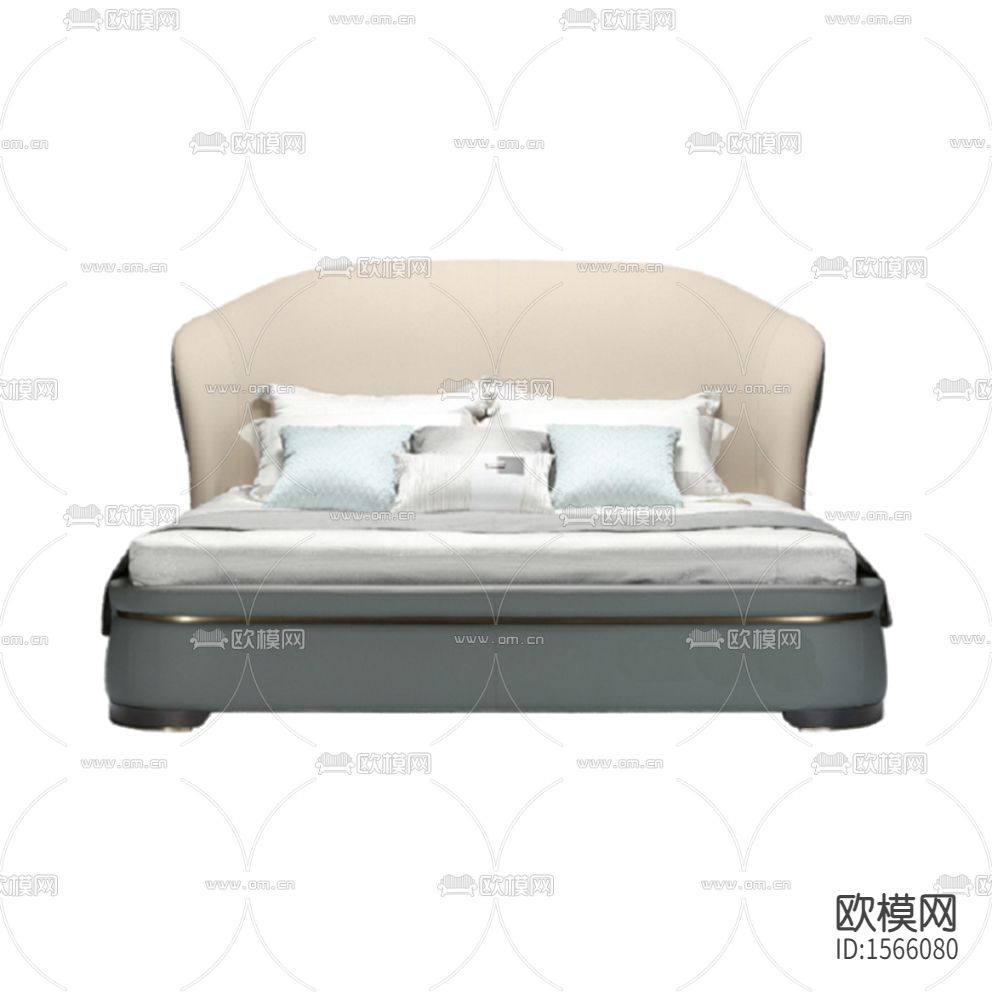 现代轻奢皮革布艺双人床下载