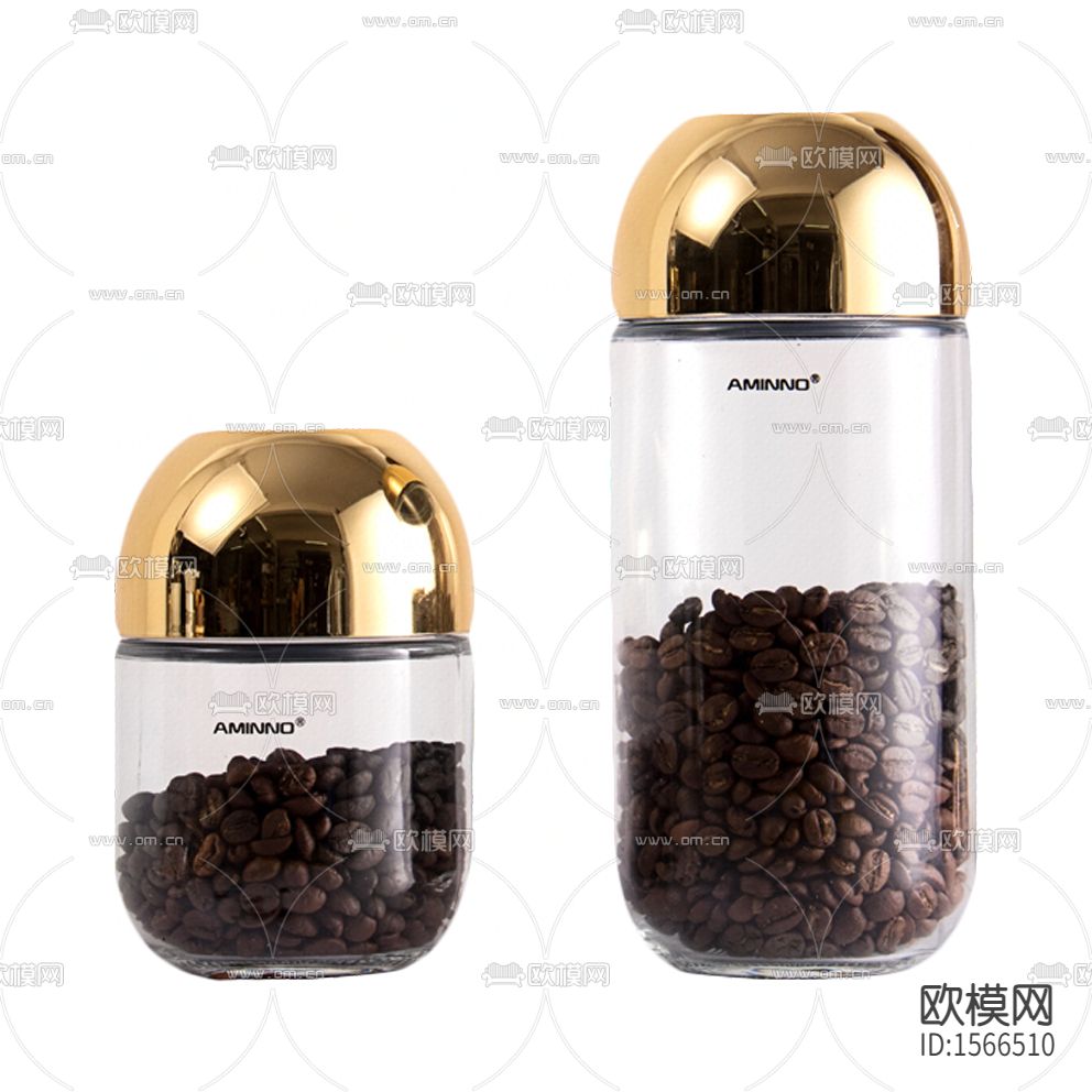 现代简约玻璃不锈钢储物罐