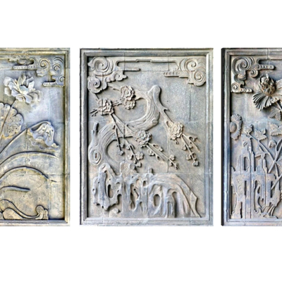  中式花草砖雕su模型 