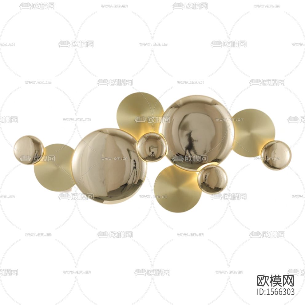 现代轻奢黄铜圆形壁灯下载