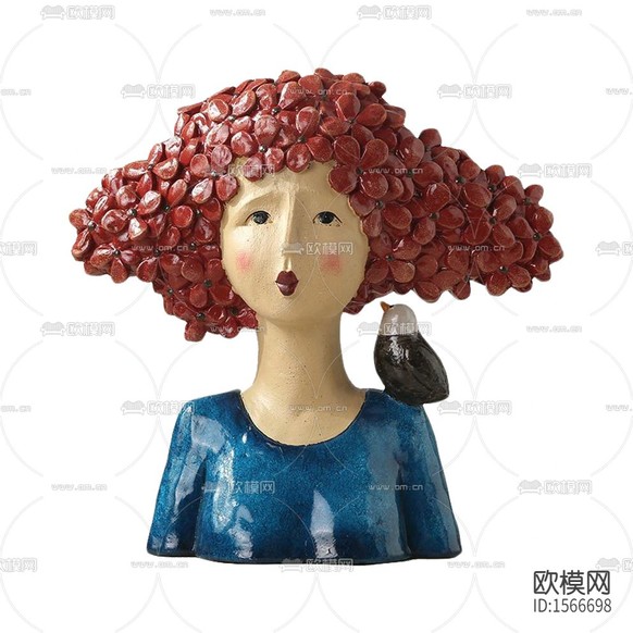 美式简约创意人像陶瓷雕塑下载