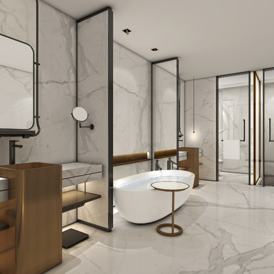  新中式酒店卫生间su模型 