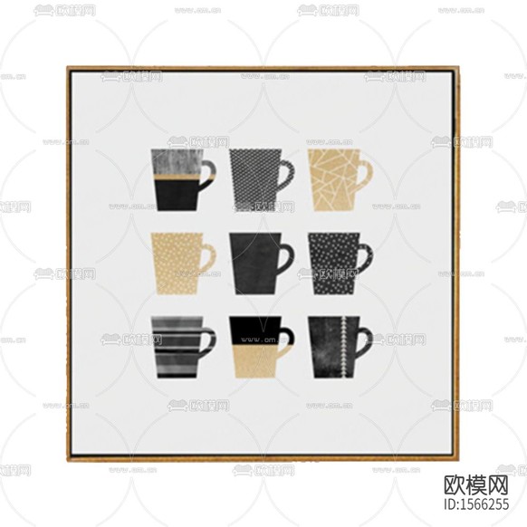 北欧简约几何色块杯子装饰画下载