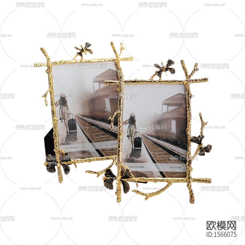 北欧复古做旧实木银杏叶相框