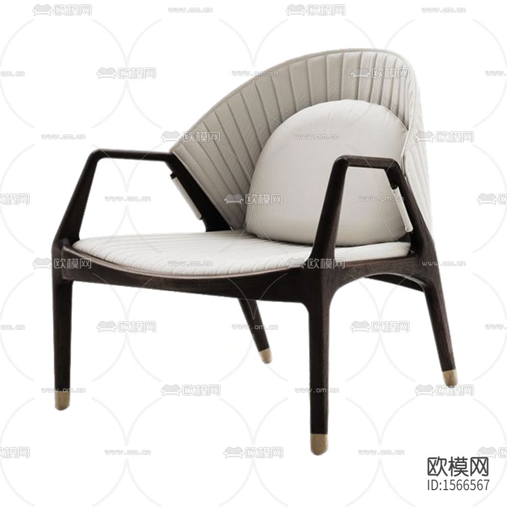 新中式禅意实木皮革休闲椅下载