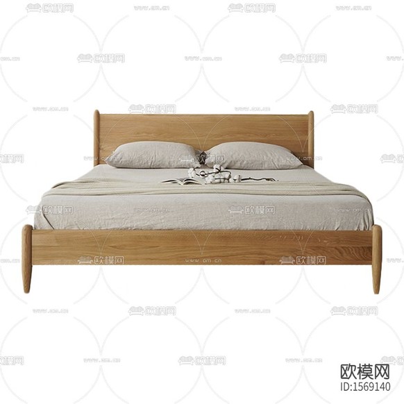 北欧简约实木布艺双人床下载