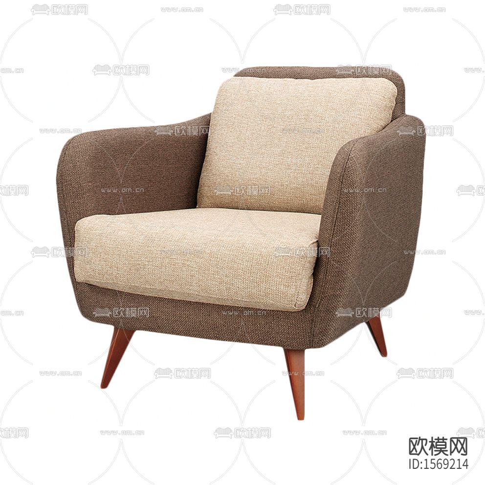 北欧简约双色布艺单人沙发下载
