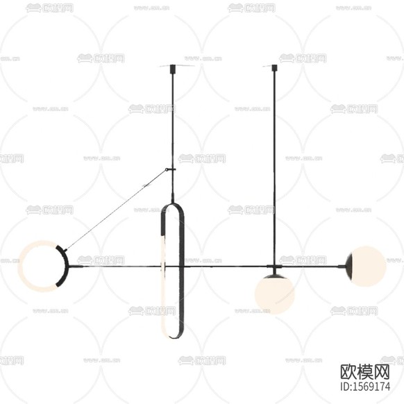 现代简约黑色不锈钢玻璃吊灯下载