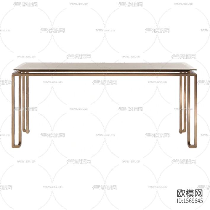 现代做旧不锈钢实木书桌