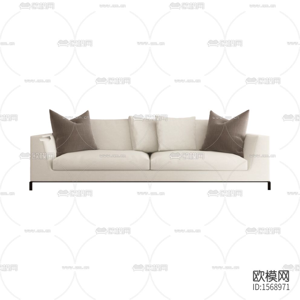 现代简约米白色布艺三人沙发下载