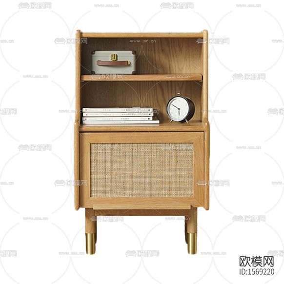 现代简约实木藤编储物柜下载