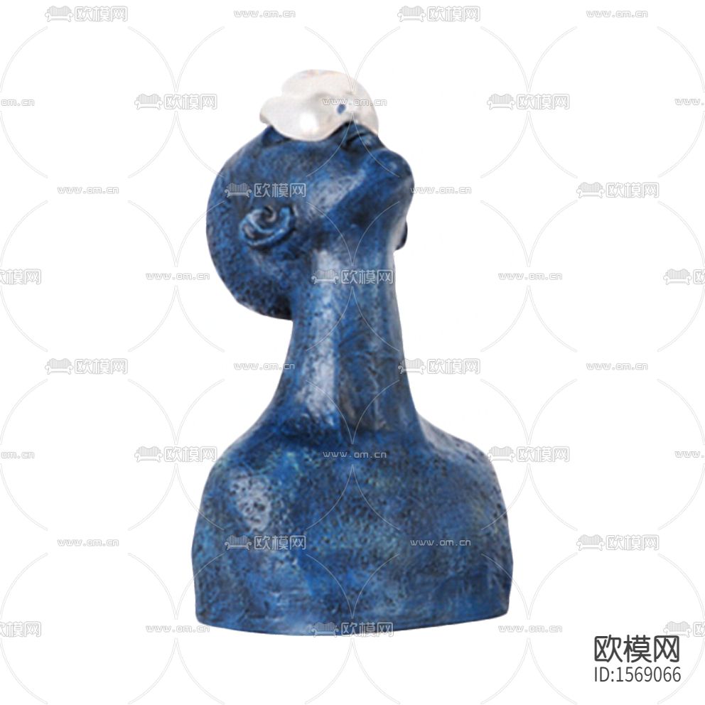 现代轻奢觉醒者蓝色雕塑