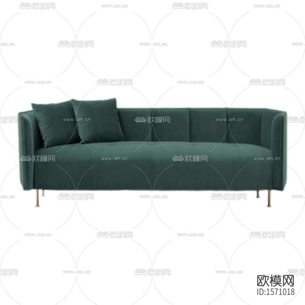 现代简约绿色布艺三人沙发下载