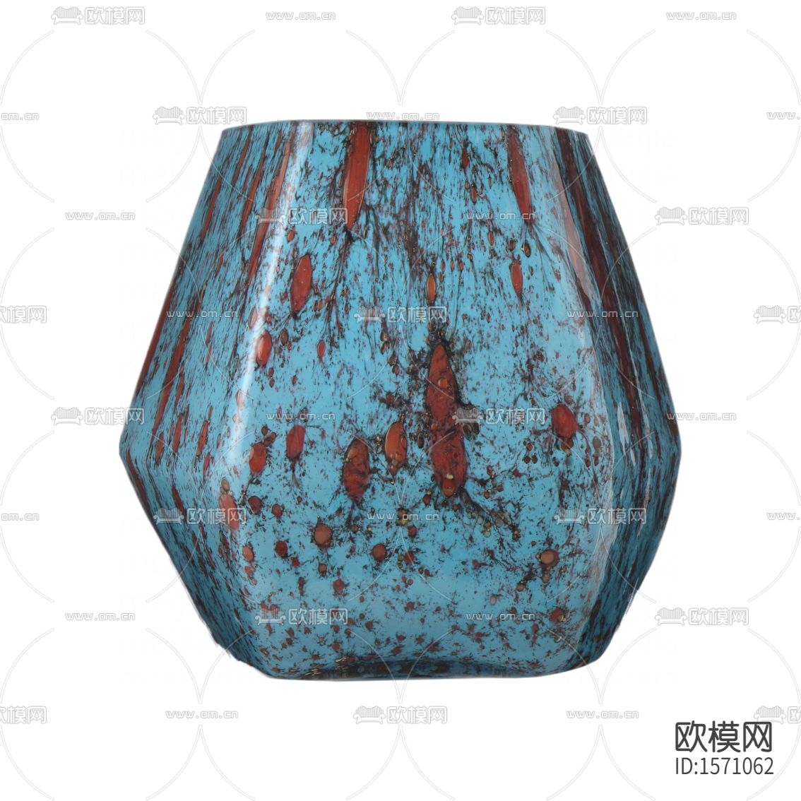 现代简约红蓝色大理石陶瓷花瓶