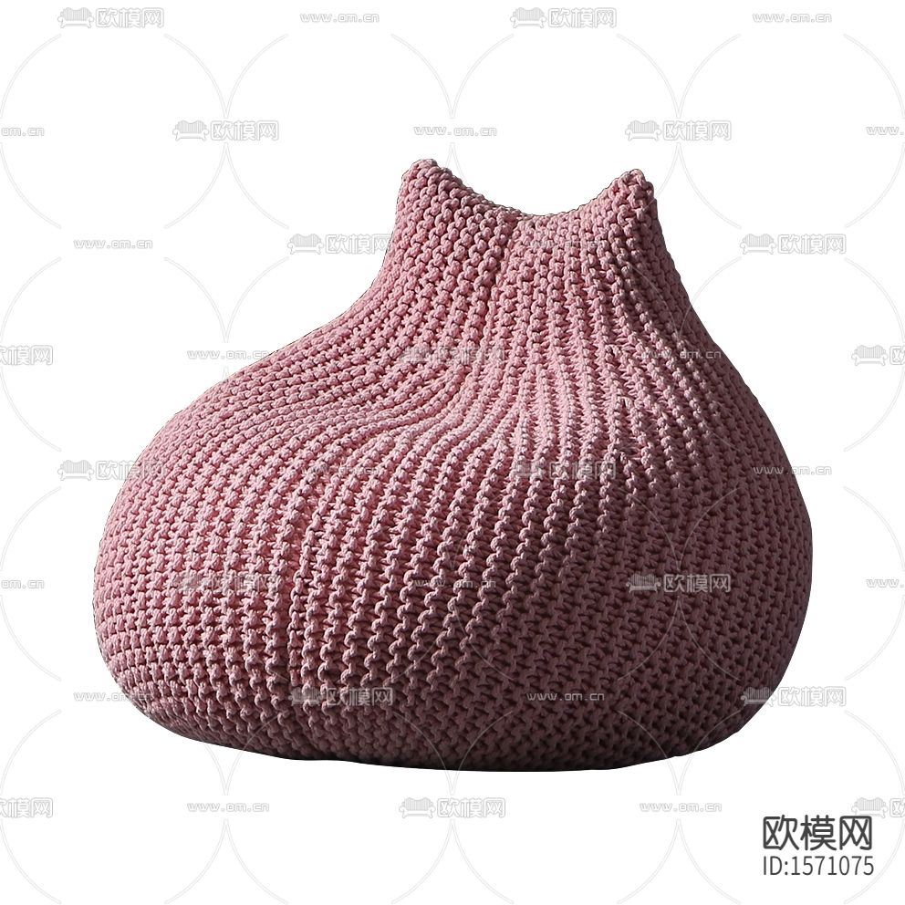 现代灰红色编织豆袋懒人沙发