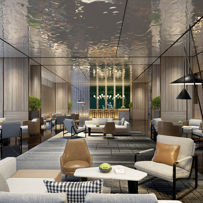  现代酒店大堂su模型 