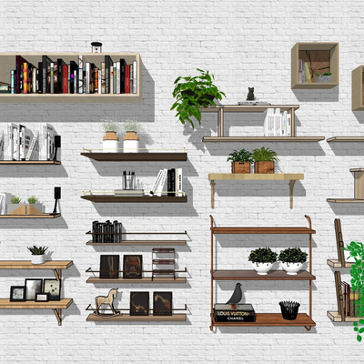  现代置物架su模型 