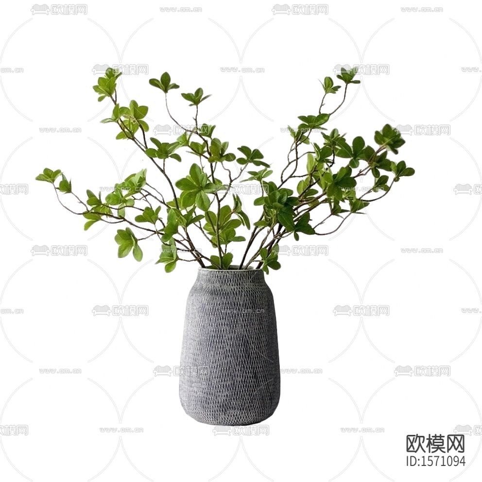 北欧简约菱形纹理陶瓷花瓶摆放绿植