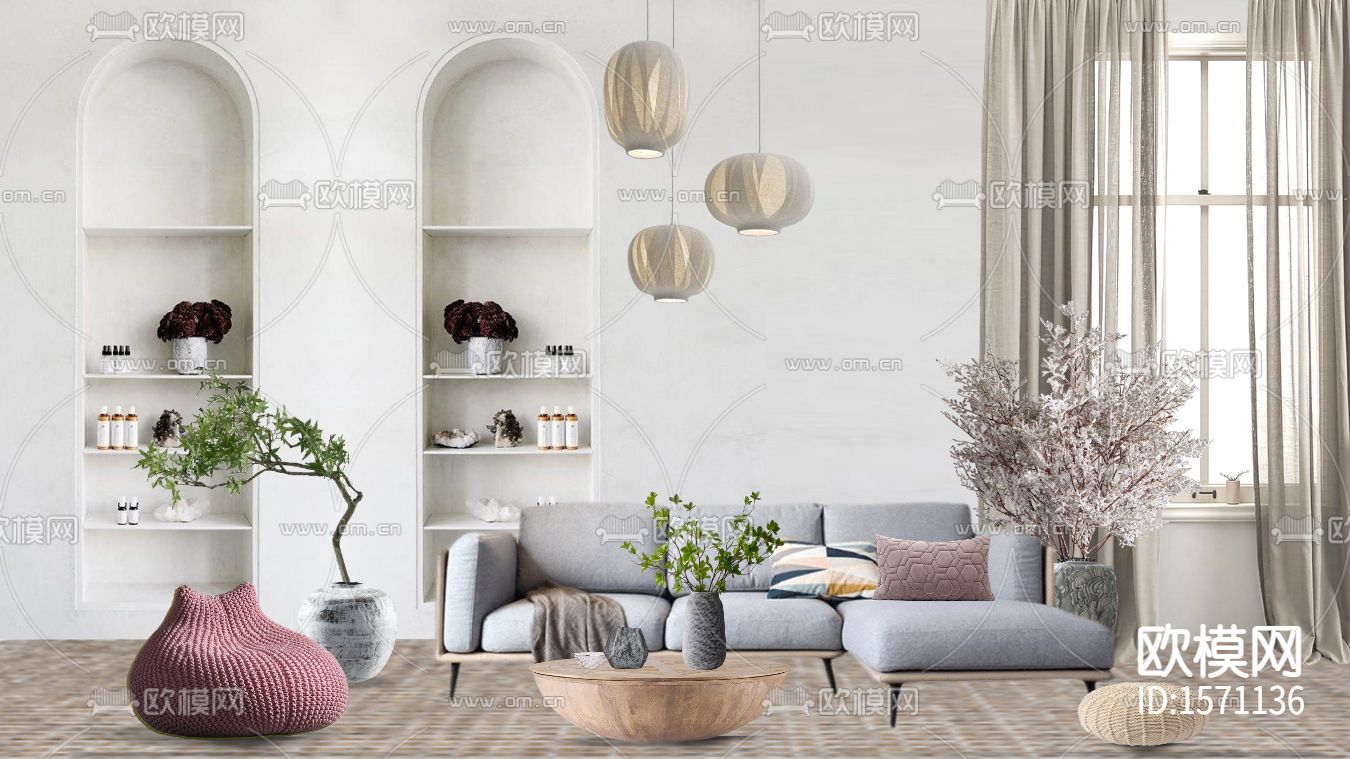 北欧简约白色小清新客厅