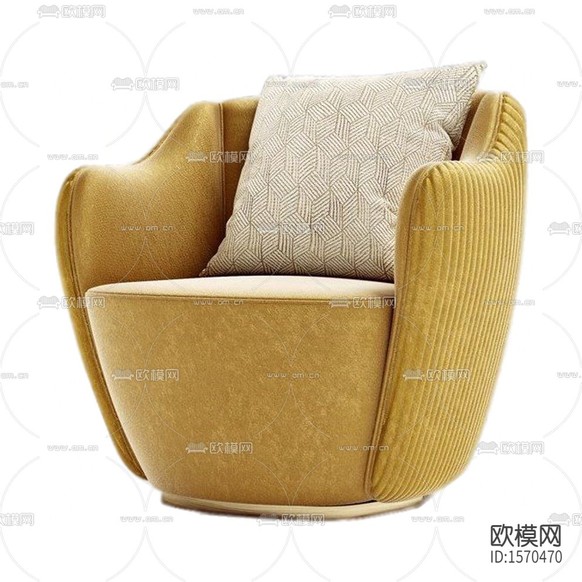 现代轻奢黄色皮革布艺单人沙发下载