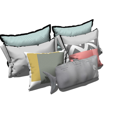  现代布艺儿童抱枕su模型 