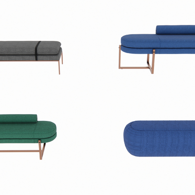  现代布艺床尾凳脚踏su模型 